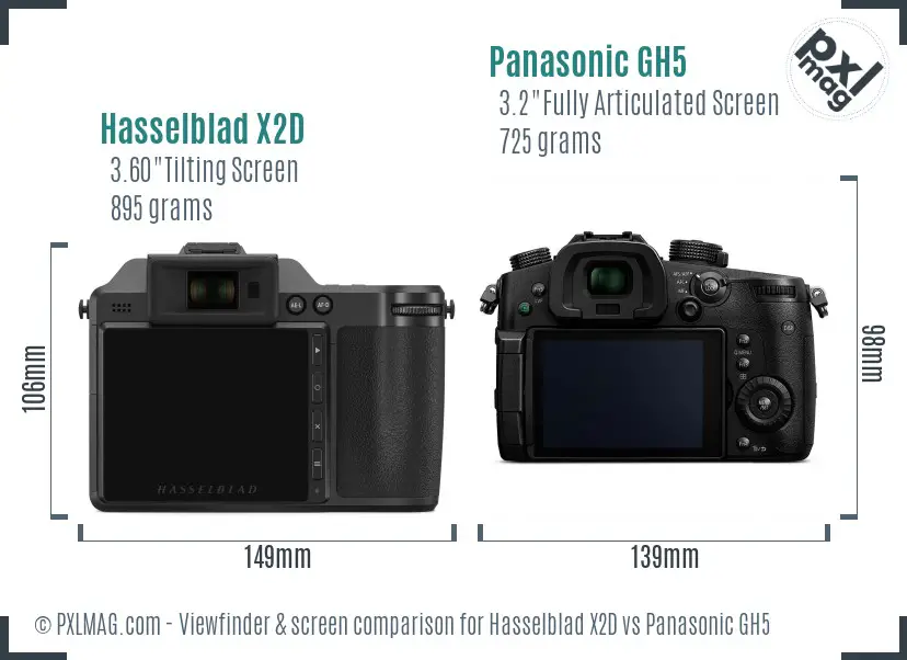 Hasselblad X2D vs Panasonic GH5 Screen and Viewfinder comparison