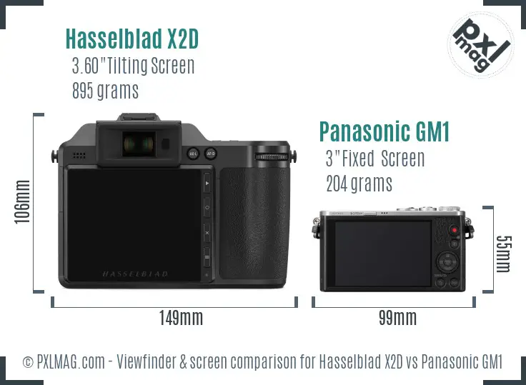 Hasselblad X2D vs Panasonic GM1 Screen and Viewfinder comparison