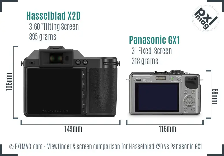 Hasselblad X2D vs Panasonic GX1 Screen and Viewfinder comparison