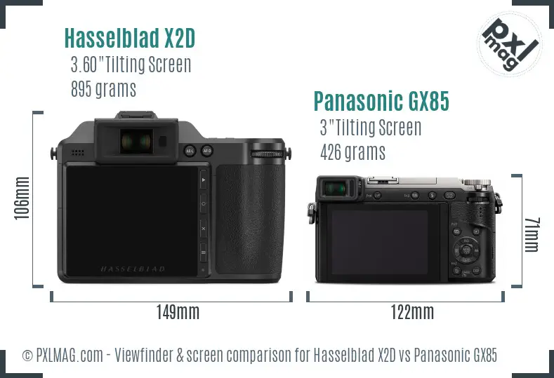 Hasselblad X2D vs Panasonic GX85 Screen and Viewfinder comparison Hasselblad X2D vs Panasonic GX85 Screen and Viewfinder comparison