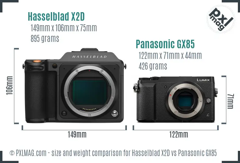 Hasselblad X2D vs Panasonic GX85 size comparison Hasselblad X2D vs Panasonic GX85 size comparison