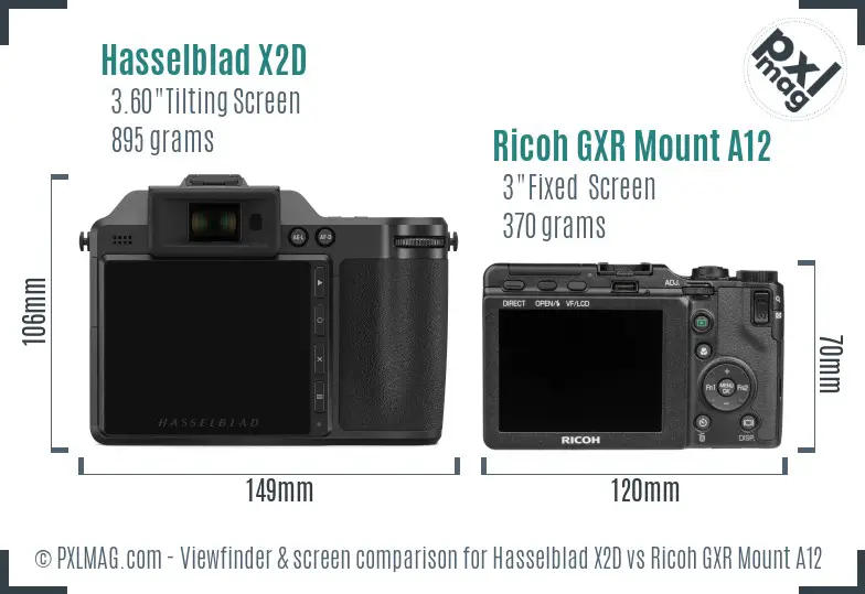 Hasselblad X2D vs Ricoh GXR Mount A12 Screen and Viewfinder comparison