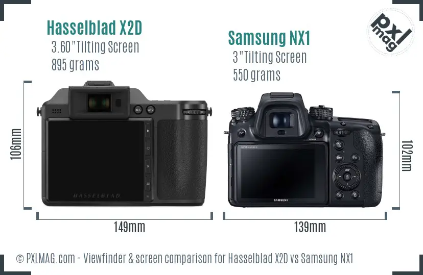 Hasselblad X2D vs Samsung NX1 Screen and Viewfinder comparison