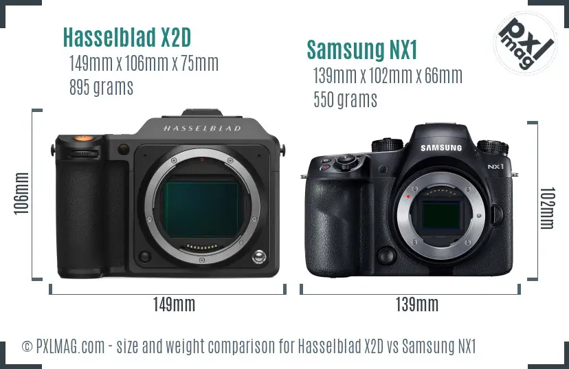 Hasselblad X2D vs Samsung NX1 size comparison