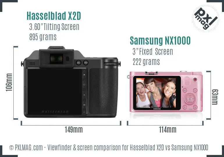 Hasselblad X2D vs Samsung NX1000 Screen and Viewfinder comparison Hasselblad X2D vs Samsung NX1000 Screen and Viewfinder comparison