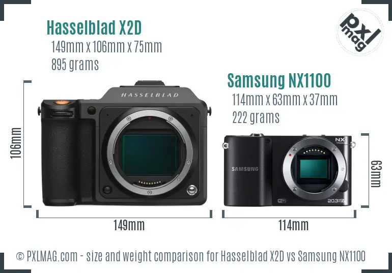 Hasselblad X2D vs Samsung NX1100 size comparison Hasselblad X2D vs Samsung NX1100 size comparison