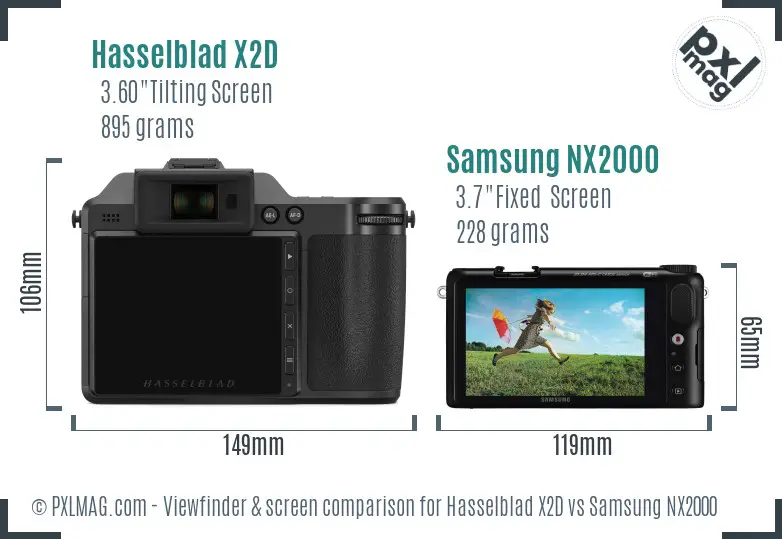 Hasselblad X2D vs Samsung NX2000 Screen and Viewfinder comparison