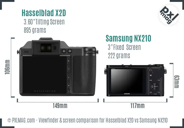 Hasselblad X2D vs Samsung NX210 Screen and Viewfinder comparison