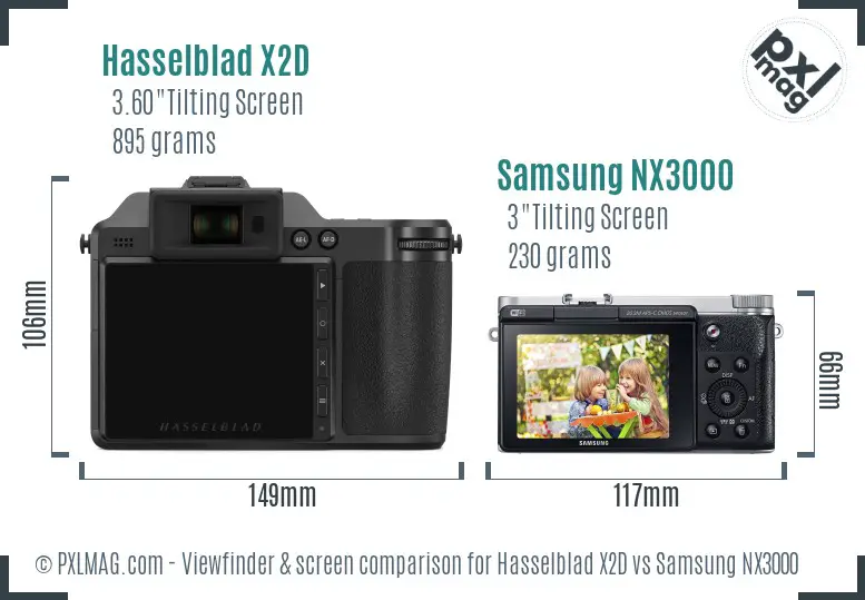 Hasselblad X2D vs Samsung NX3000 Screen and Viewfinder comparison