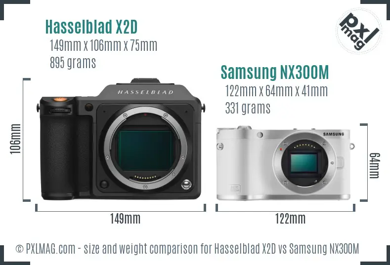 Hasselblad X2D vs Samsung NX300M size comparison Hasselblad X2D vs Samsung NX300M size comparison