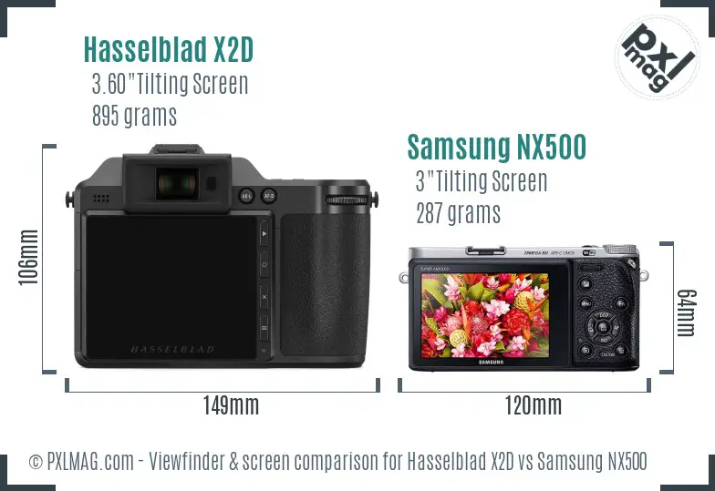 Hasselblad X2D vs Samsung NX500 Screen and Viewfinder comparison