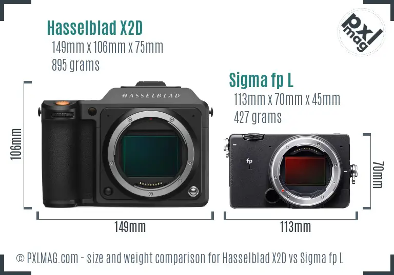 Hasselblad X2D vs Sigma fp L size comparison
