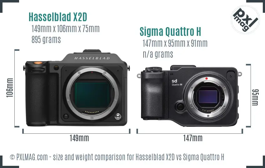 Hasselblad X2D vs Sigma Quattro H size comparison Hasselblad X2D vs Sigma Quattro H size comparison