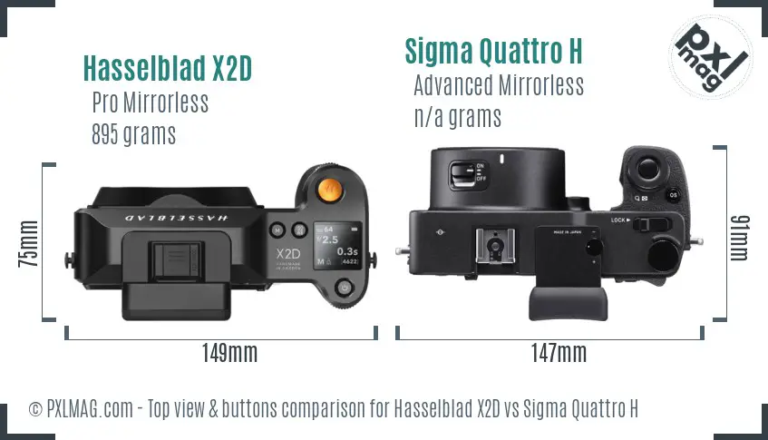 Hasselblad X2D vs Sigma Quattro H top view buttons comparison Hasselblad X2D vs Sigma Quattro H top view buttons comparison