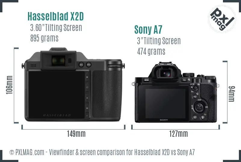 Hasselblad X2D vs Sony A7 Screen and Viewfinder comparison