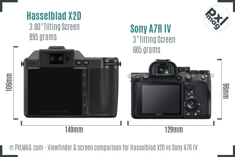 Hasselblad X2D vs Sony A7R IV Screen and Viewfinder comparison