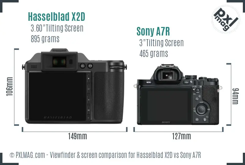 Hasselblad X2D vs Sony A7R Screen and Viewfinder comparison