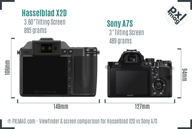 Hasselblad X2D vs Sony A7S Screen and Viewfinder comparison