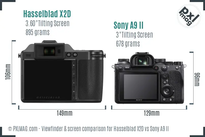 Hasselblad X2D vs Sony A9 II Screen and Viewfinder comparison