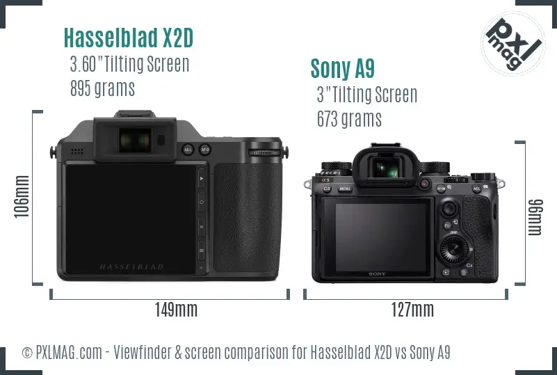 Hasselblad X2D vs Sony A9 Screen and Viewfinder comparison