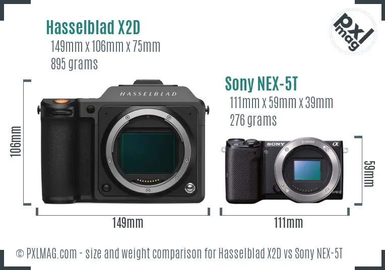 Hasselblad X2D vs Sony NEX-5T size comparison