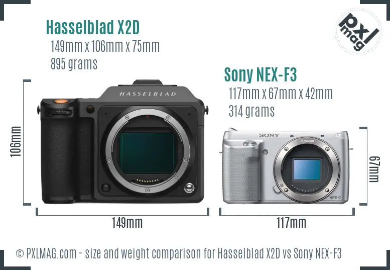 Hasselblad X2D vs Sony NEX-F3 size comparison