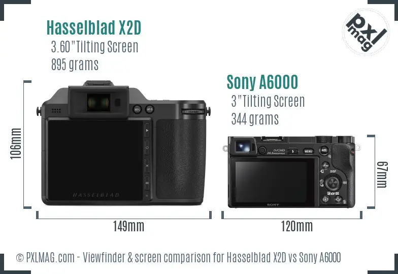 Hasselblad X2D vs Sony A6000 Screen and Viewfinder comparison Hasselblad X2D vs Sony A6000 Screen and Viewfinder comparison