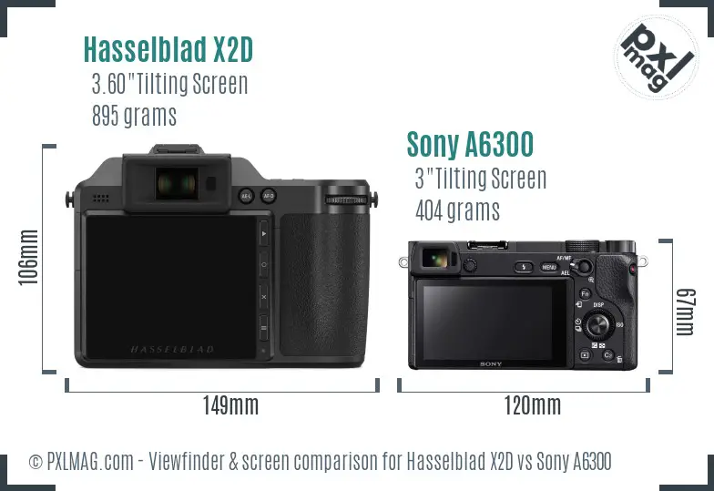 Hasselblad X2D vs Sony A6300 Screen and Viewfinder comparison