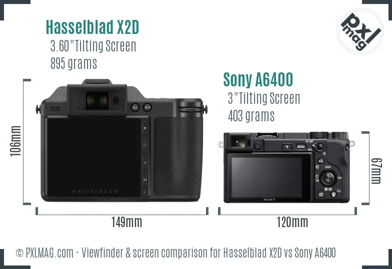 Hasselblad X2D vs Sony A6400 Screen and Viewfinder comparison