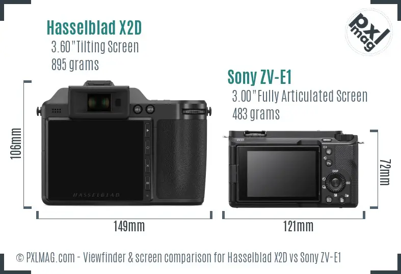 Hasselblad X2D vs Sony ZV-E1 Screen and Viewfinder comparison