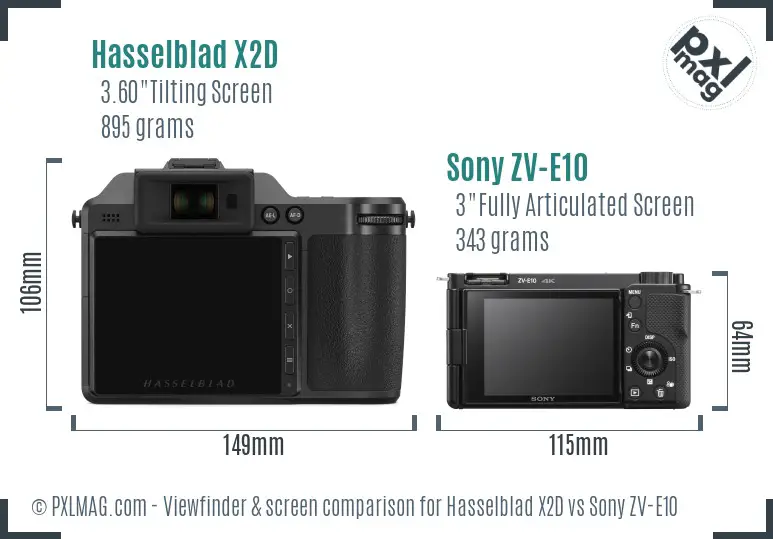 Hasselblad X2D vs Sony ZV-E10 Screen and Viewfinder comparison