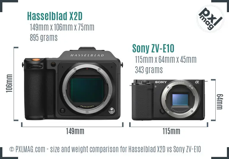 Hasselblad X2D vs Sony ZV-E10 size comparison