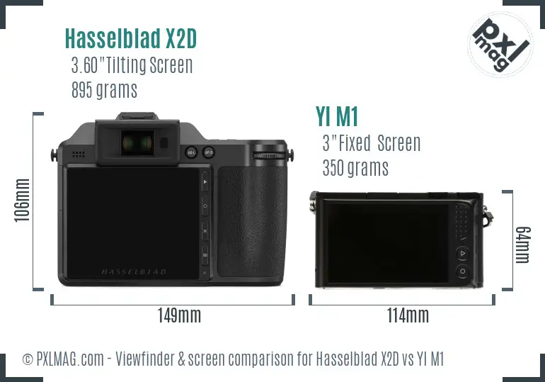 Hasselblad X2D vs YI M1 Screen and Viewfinder comparison