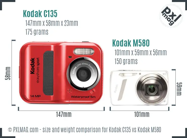 Kodak C135 vs Kodak M580 size comparison Kodak C135 vs Kodak M580 size comparison