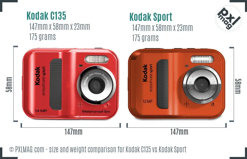 Kodak C135 vs Kodak Sport size comparison Kodak C135 vs Kodak Sport size comparison