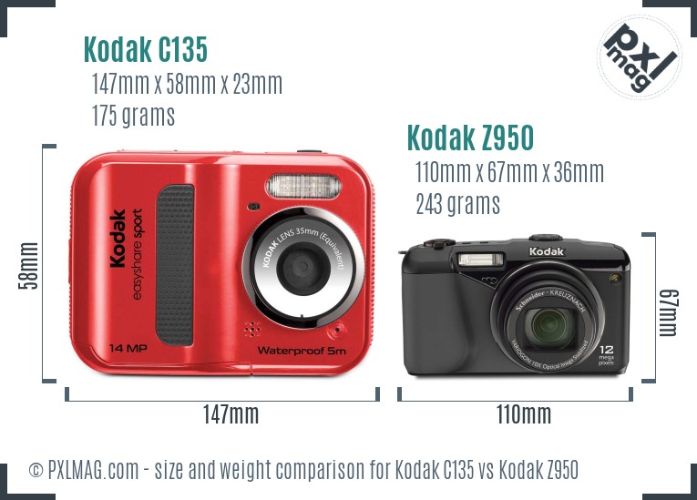 Kodak C135 vs Kodak Z950 size comparison Kodak C135 vs Kodak Z950 size comparison