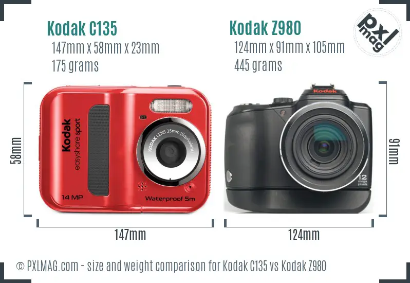 Kodak C135 vs Kodak Z980 size comparison