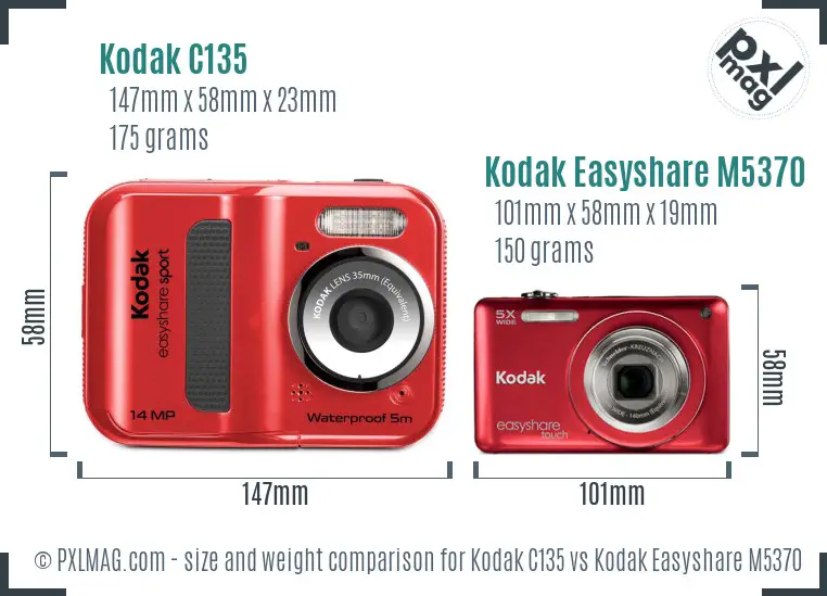 Kodak C135 vs Kodak Easyshare M5370 size comparison Kodak C135 vs Kodak Easyshare M5370 size comparison