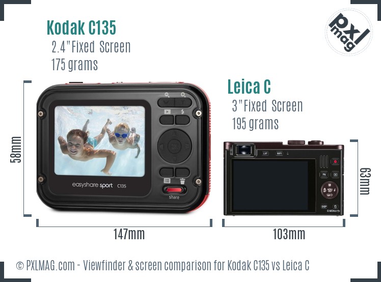 Kodak C135 vs Leica C Screen and Viewfinder comparison