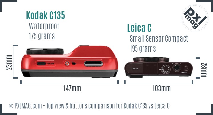 Kodak C135 vs Leica C top view buttons comparison