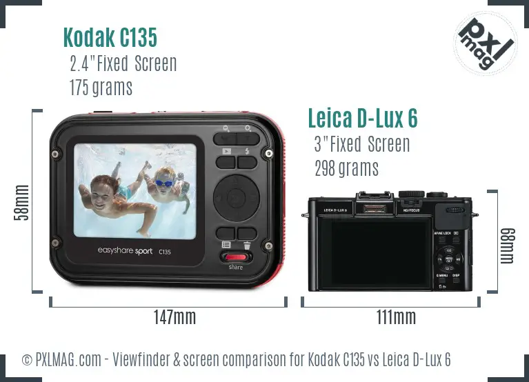 Back screen comparison: Kodak C135 vs Leica D-Lux 6