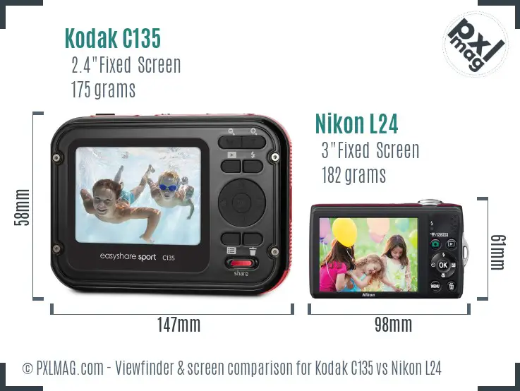 Kodak C135 vs Nikon L24 Screen and Viewfinder comparison