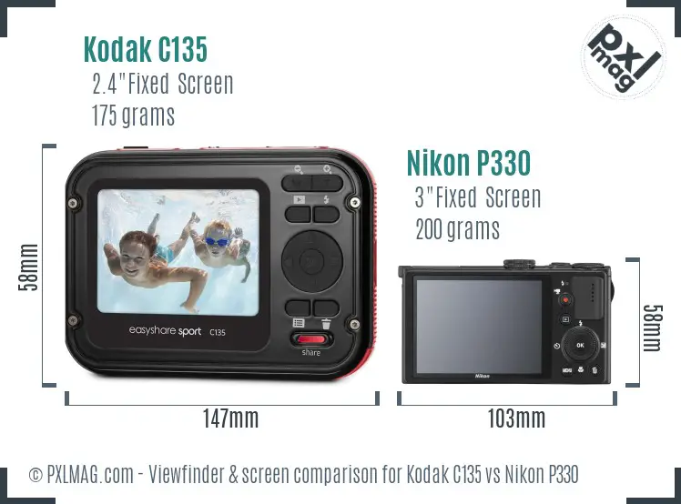 Kodak C135 vs Nikon P330 Screen and Viewfinder comparison Kodak C135 vs Nikon P330 Screen and Viewfinder comparison