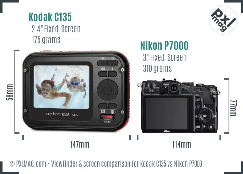 Kodak C135 vs Nikon P7000 Screen and Viewfinder comparison Kodak C135 vs Nikon P7000 Screen and Viewfinder comparison