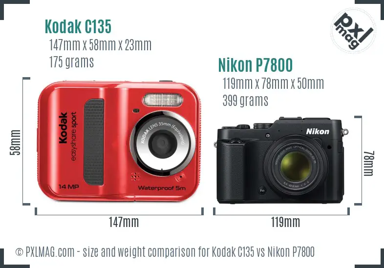 Kodak C135 vs Nikon P7800 size comparison Kodak C135 vs Nikon P7800 size comparison