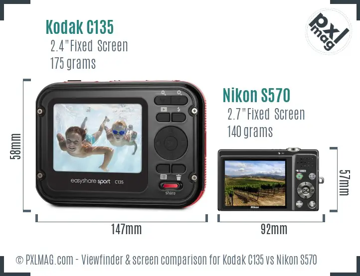 Kodak C135 vs Nikon S570 Screen and Viewfinder comparison Kodak C135 vs Nikon S570 Screen and Viewfinder comparison