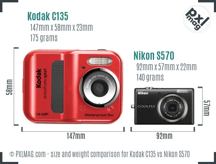 Kodak C135 vs Nikon S570 size comparison Kodak C135 vs Nikon S570 size comparison