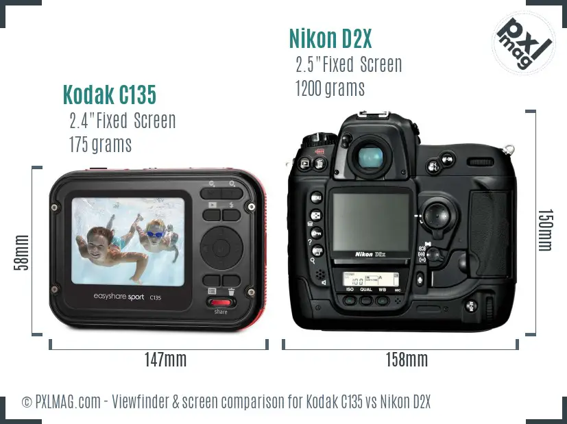Kodak C135 vs Nikon D2X Screen and Viewfinder comparison