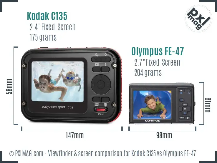 Kodak C135 vs Olympus FE-47 Screen and Viewfinder comparison Kodak C135 vs Olympus FE-47 Screen and Viewfinder comparison