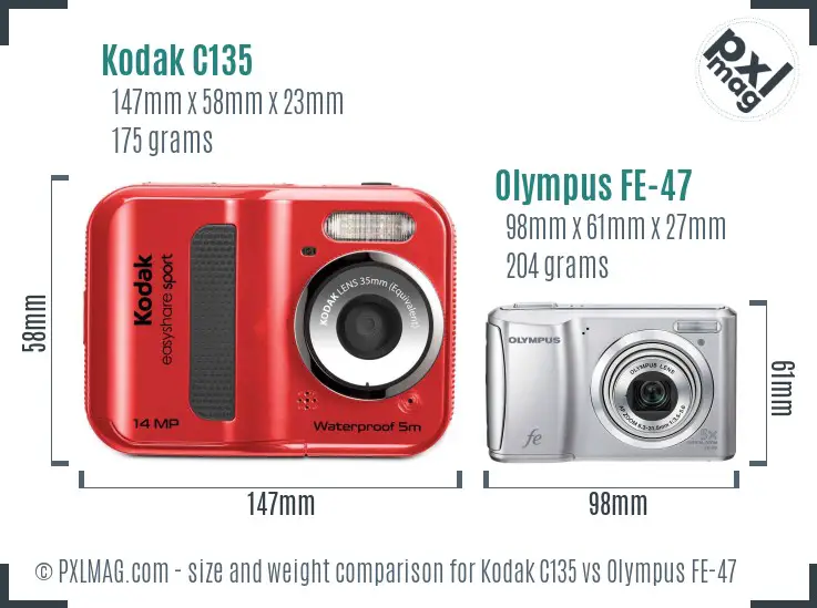 Kodak C135 vs Olympus FE-47 size comparison Kodak C135 vs Olympus FE-47 size comparison